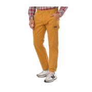 Navy Blauwe Slim-Fit Broek Napapijri , Brown , Heren