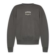 Sweatshirt met logo Ganni , Gray , Dames