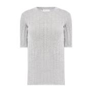 Grijze Lurex T-Shirt - Regular Fit Brunello Cucinelli , Gray , Dames