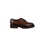 Klassieke leren Derby schoenen met 3 cm hak Doucal's , Brown , Dames