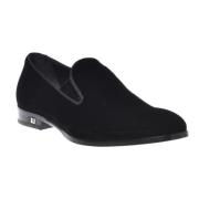 Loafers in black branded fabric Baldinini , Black , Heren