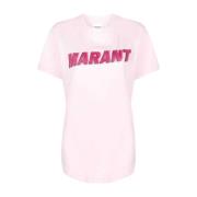 Logo Print T-Shirt in Lichtroze Isabel Marant Étoile , Pink , Dames