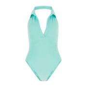 Stretch Seersucker Polo Maillot Badpak Lisa Marie Fernandez , Blue , D...