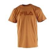 Heren Bruine Katoenen T-shirt Fila , Brown , Heren