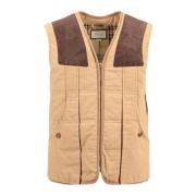 Moleskin Vest met Suede Details Gucci , Multicolor , Dames