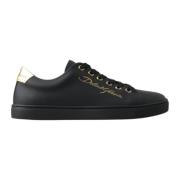 Zwarte en Gouden Leren Klassieke Sneakers Dolce & Gabbana , Black , Da...