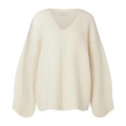 Alpaca Blend Peplum Sweater By Malina , White , Dames
