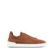 Suede Triple Stitch Sneakers Ermenegildo Zegna , Brown , Heren