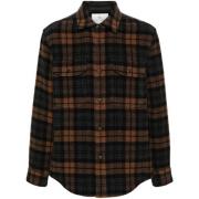 Bruin Geruit Katoenmix Overhemd Woolrich , Brown , Heren