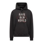 Zwarte hoodie met voor- en achterprint 44 Label Group , Black , Heren