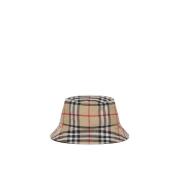 Vintage Check Bucket Hat Burberry , Beige , Heren