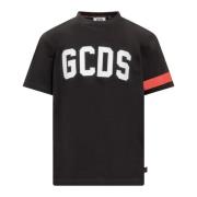 Zwart Logo T-shirt met Rode Banden Gcds , Black , Heren