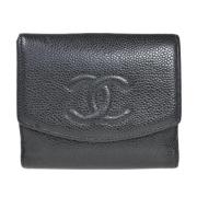 Pre-owned Leather wallets Chanel Vintage , Black , Dames