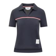 Korte mouwen polo met geborduurd logo Thom Browne , Blue , Dames