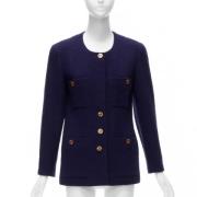 Pre-owned Wool outerwear Chanel Vintage , Blue , Dames