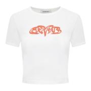 Witte Crewneck T-shirt met Voorkant Print Ambush , White , Dames