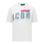 Korte mouwen Crewneck T-shirt met Icon Pixeled Print Dsquared2 , White...