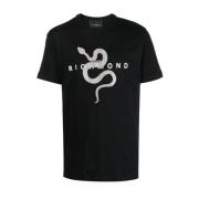 Reguliere Logo Contrast T-Shirt John Richmond , Black , Heren