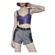 Korte Jacquard Effect Top John Richmond , Purple , Dames