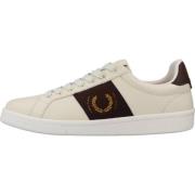 Gestructureerde Leren Sneakers voor Mannen Fred Perry , Beige , Heren