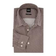 Casual Beige Shirt met Geometrische Print Hugo Boss , Beige , Heren