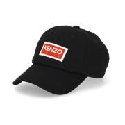 Zwarte katoenen baseballpet met geborduurd logo Kenzo , Black , Heren