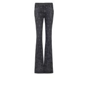 Denim jeans met sterren- en paisleyprint Balmain , Black , Dames