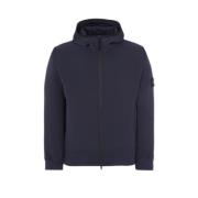 Navy Blauwe Lichtgewicht Soft Shell Hoodie Stone Island , Blue , Heren