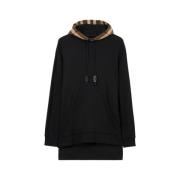 Samuel Zwarte Katoenen Hoodie met Beige Ruit Burberry , Black , Heren