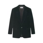 Groene Fluwelen Katoenen Blazer Saint Laurent , Green , Heren