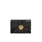 Zwarte Leren Devotion Clutch met Gouden Gesp Dolce & Gabbana , Black ,...