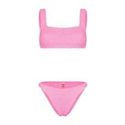 Roze Gerimpelde Crop Bikini Set Hunza G , Pink , Dames