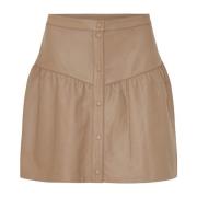 Leren Rok Met Knopen Taupe Notyz , Brown , Dames