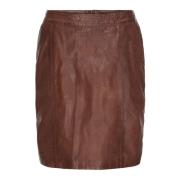 Leren kokerrok met zakken Carob Brown Btfcph , Brown , Dames