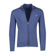 Blauwe Zip-through Vest Gant , Blue , Heren