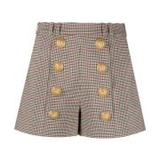 Prince Of Wales Geplooide Shorts Balmain , Beige , Dames