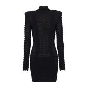 Textured Chevron Minidress Balmain , Black , Dames