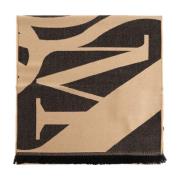 Wollen sjaal met logo Alexander McQueen , Beige , Heren