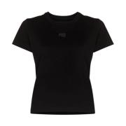 Zwarte Essential Logo Tee met gebonden nek Alexander Wang , Black , Da...