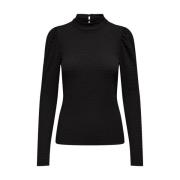 L/S Puff Top Only , Black , Dames