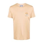 Beige T-shirts en Polos met Appliqué Logo Moschino , Beige , Heren