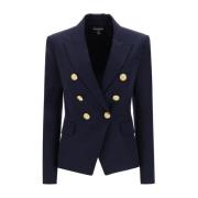 Dubbelrijige Wollen Blazer Balmain , Blue , Dames