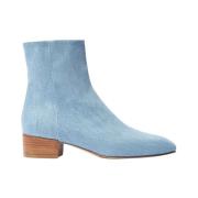 Ambra Lichtblauwe Denim Enkellaars met Hak Scarosso , Blue , Dames