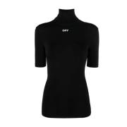 Zwarte Turtleneck Shirt met Off-White Logo Off White , Black , Dames