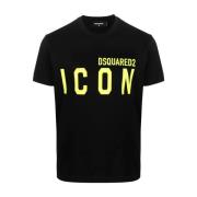 Katoenen Jersey Ronde Hals T-shirt Dsquared2 , Black , Heren