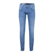 Blauwe Denim 5-Pocket Broek Replay , Blue , Heren