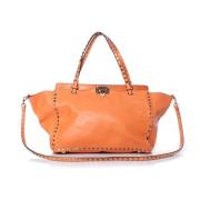 Pre-owned Rockstud Trapeze tote Valentino Vintage , Orange , Dames