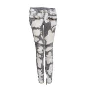 biker jeans with bleach stains Balmain Pre-owned , Gray , Dames