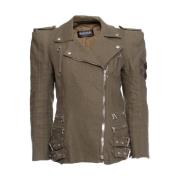 Biker jacket Balmain Pre-owned , Green , Dames