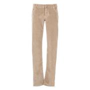 Beige Fluwelen Herenbroek met J Logo Jacob Cohën , Beige , Heren